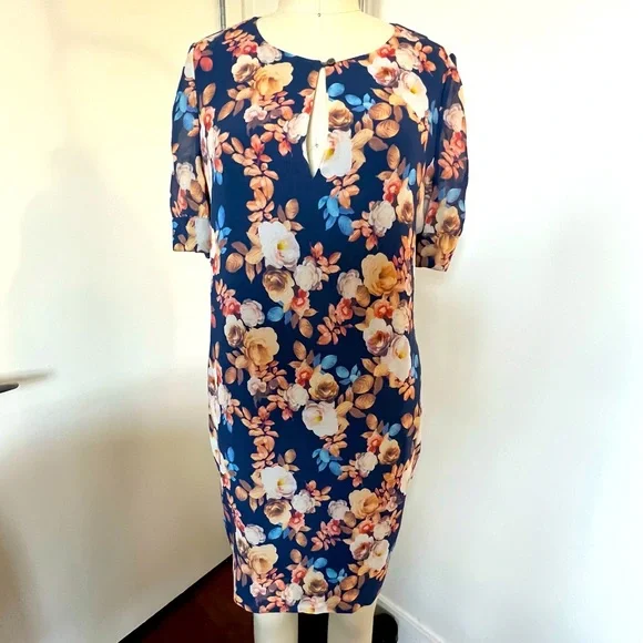 j crew silk floral dress Orange Floral Wrap Midi Dress